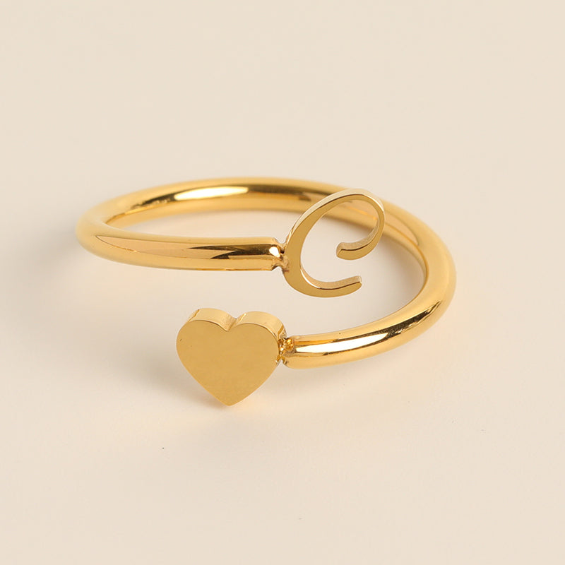 Dainty Initial Heart Ring - naotstore