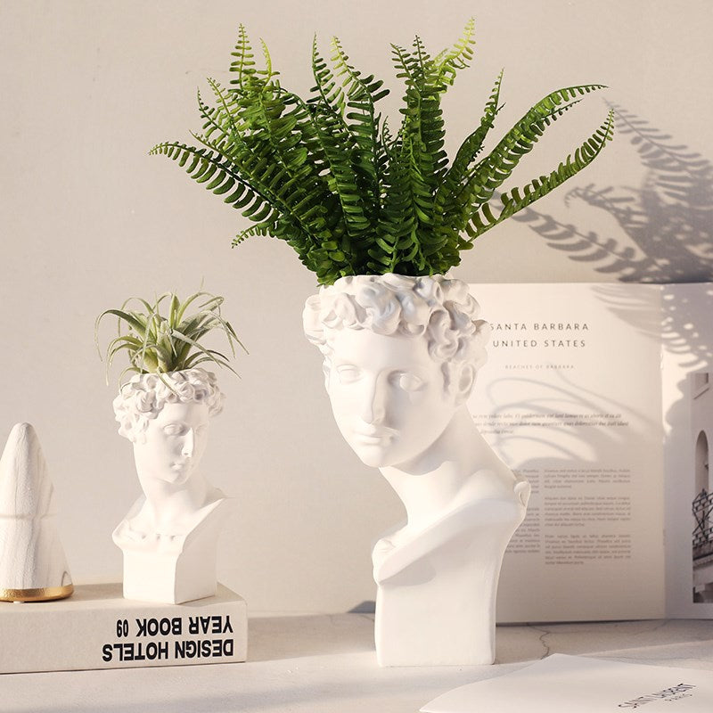 Naotstore - High Renaissance Vase David Flower Portrait Resin Vases Art David Statue Makeup Brush