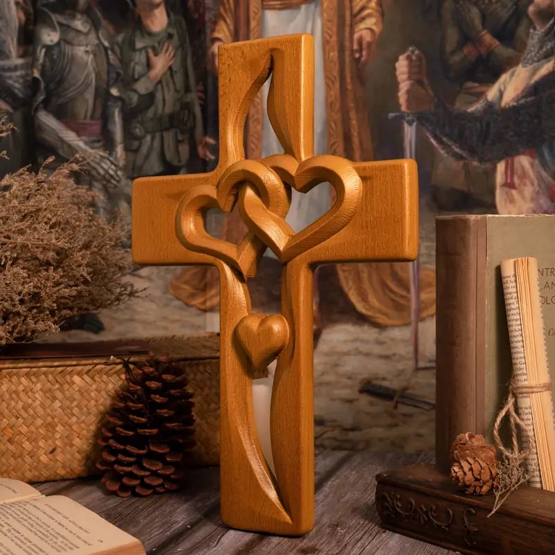 Naotstore - ✝️Intertwined Heart Wooden Cross(6.3*9.8 in)