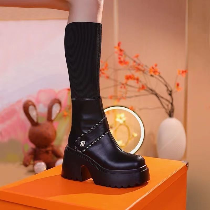 Naotstore - Women's Platform Chunky Heel Knee High Boots
