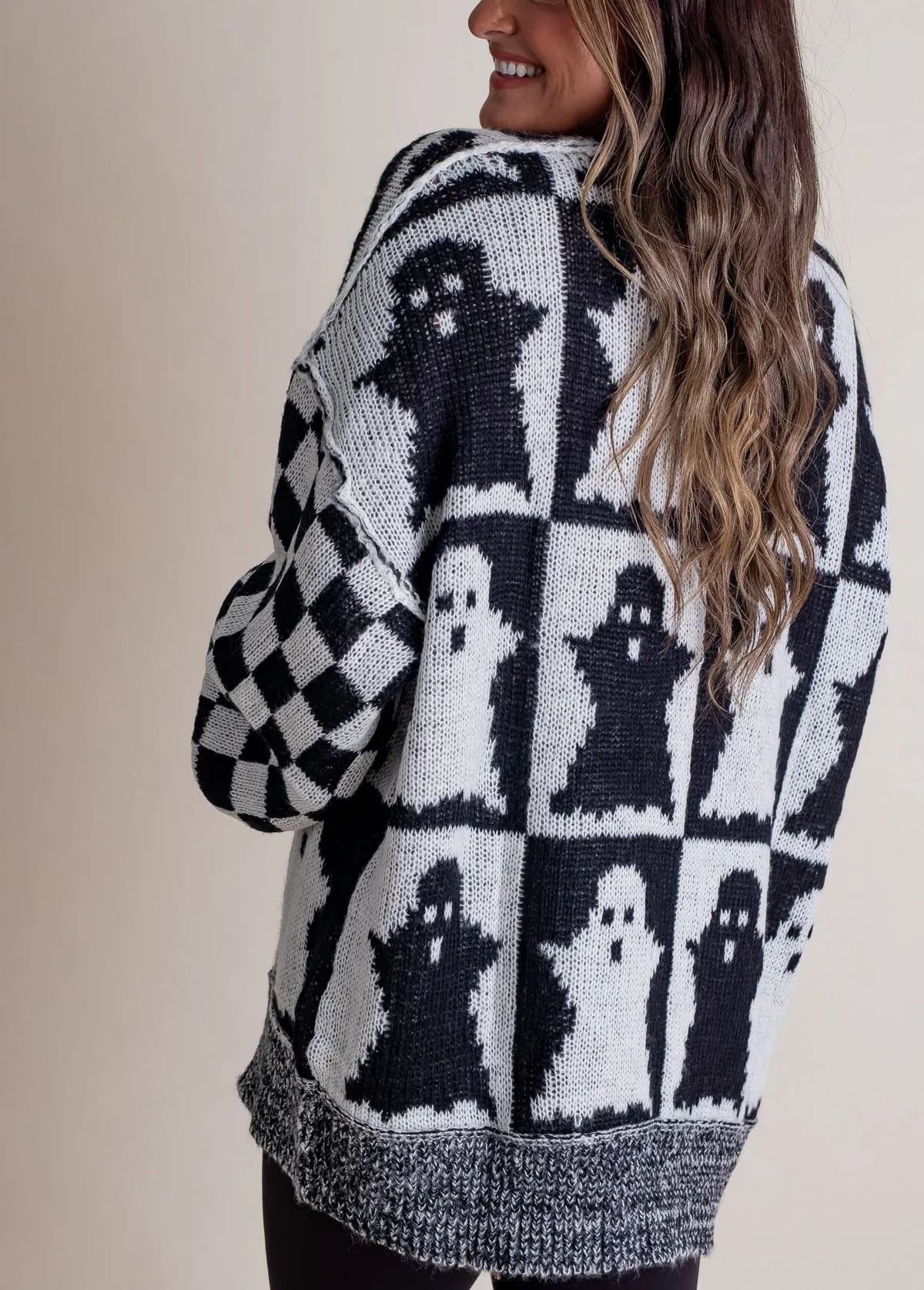 Naotstore - Women's Halloween Checkered Sweater