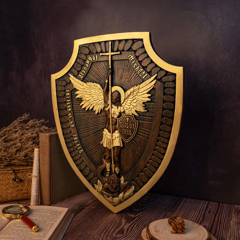 Naotstore - Shield Archangel Michael solid wood carving gift