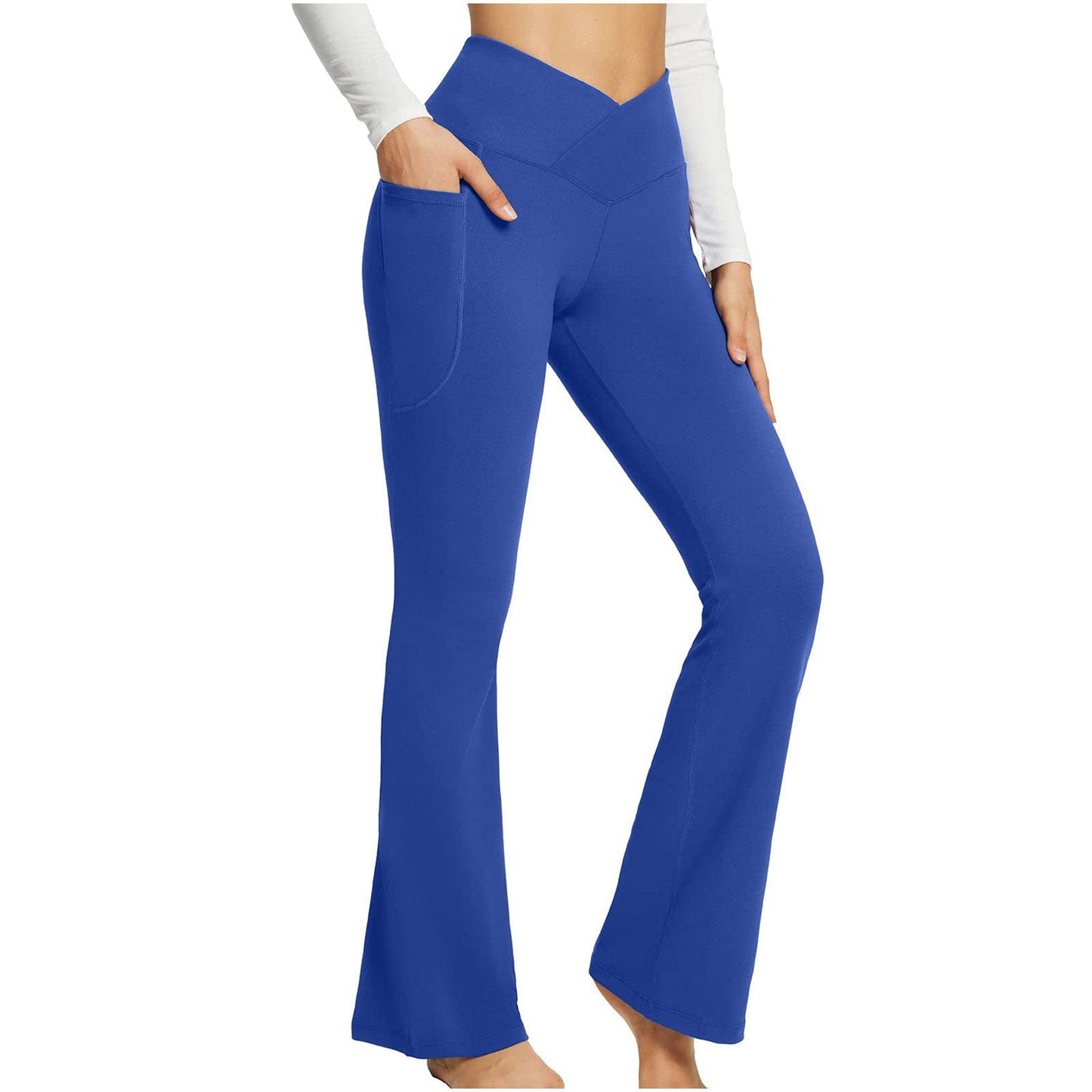 Naotstore - High Waisted Lift Butt Flare Yoga Leggings With Pockets