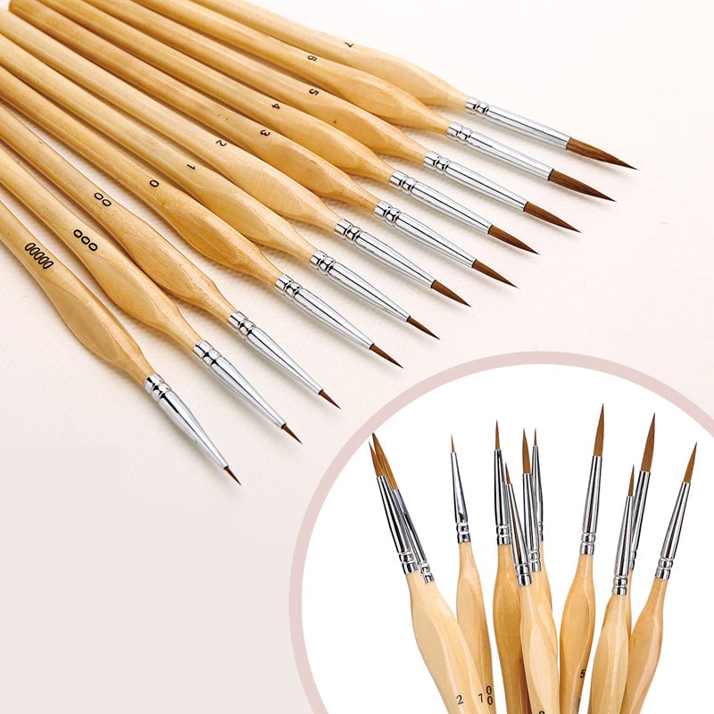 Naotstore - 11 Pcs Miniature Detail Paint Brush Set