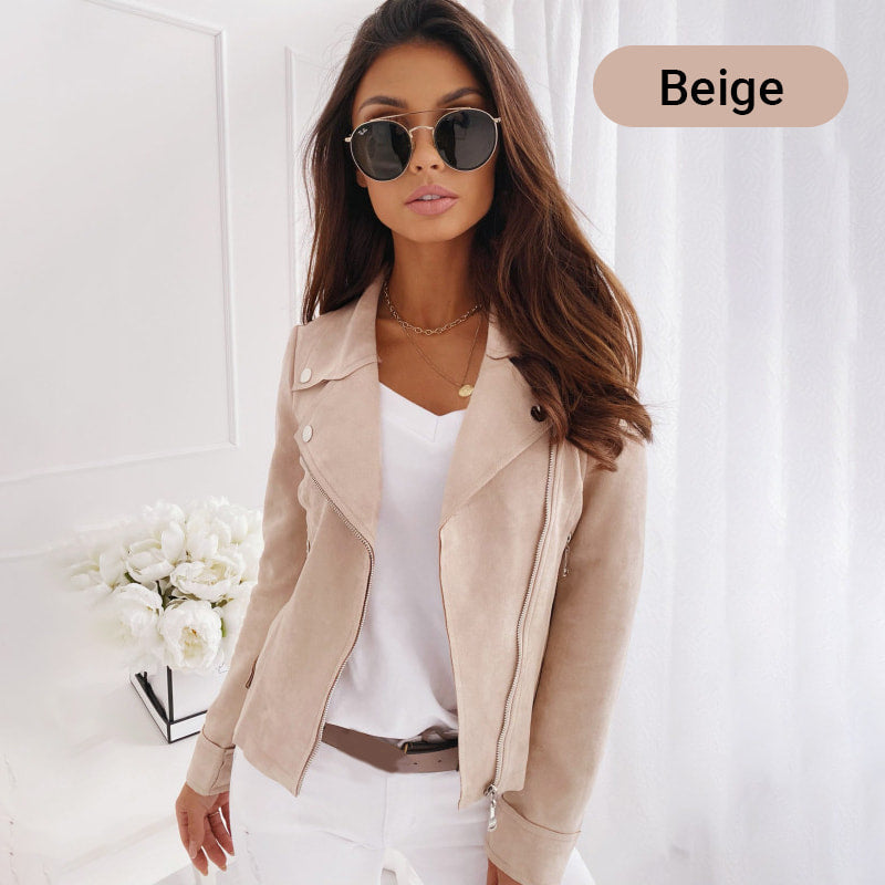 Naotstore - Women's Faux Suede Biker Jacket