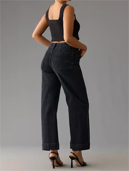 š„Last day! š„Special sale - Tummy Control Cropped Wide-Leg Jeans - naotstore