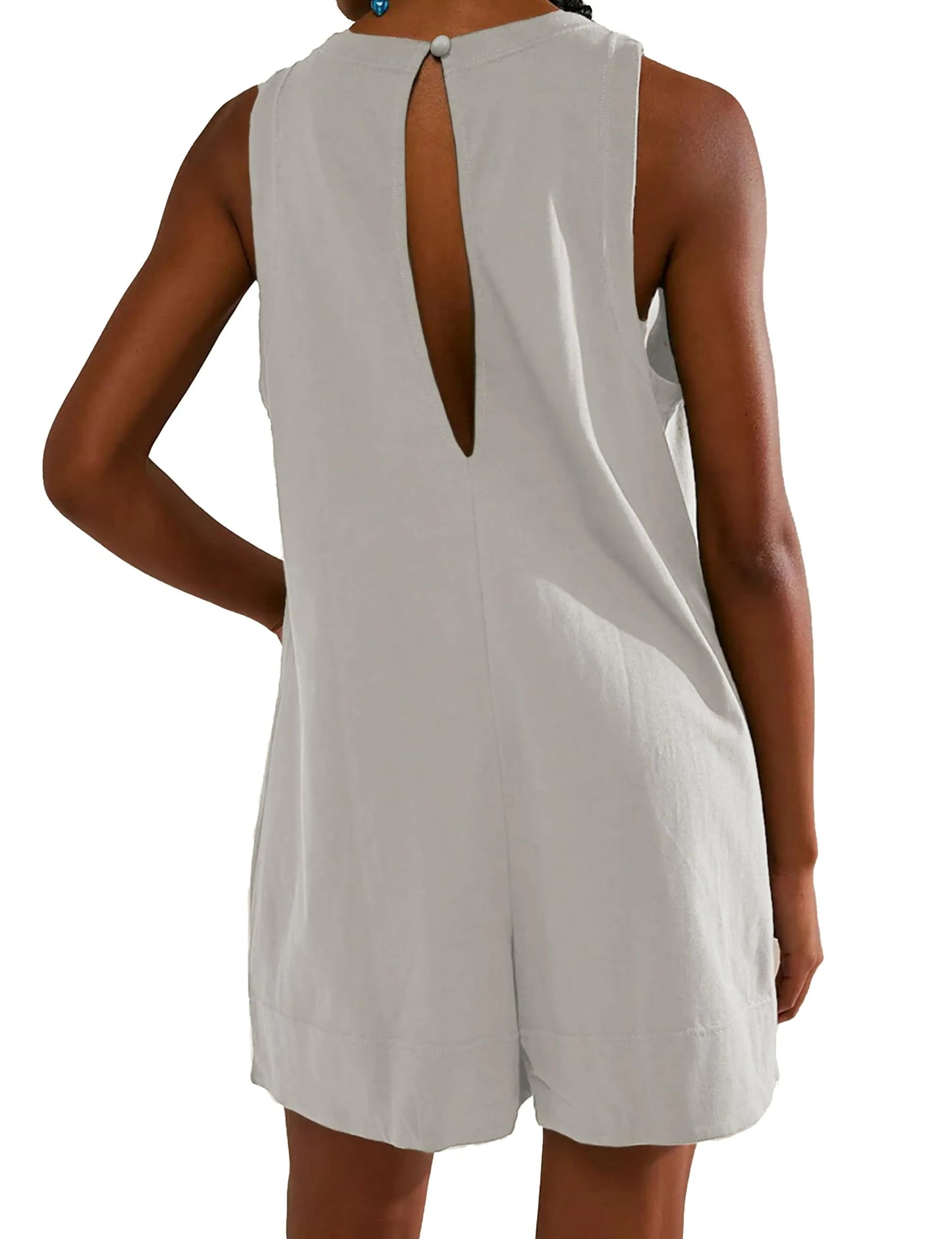 Naotstore - Women's Casual Jumpsuit Stretch Sleeveless Shorts Jumpsuit