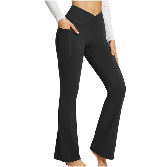 Naotstore - High Waisted Lift Butt Flare Yoga Leggings With Pockets