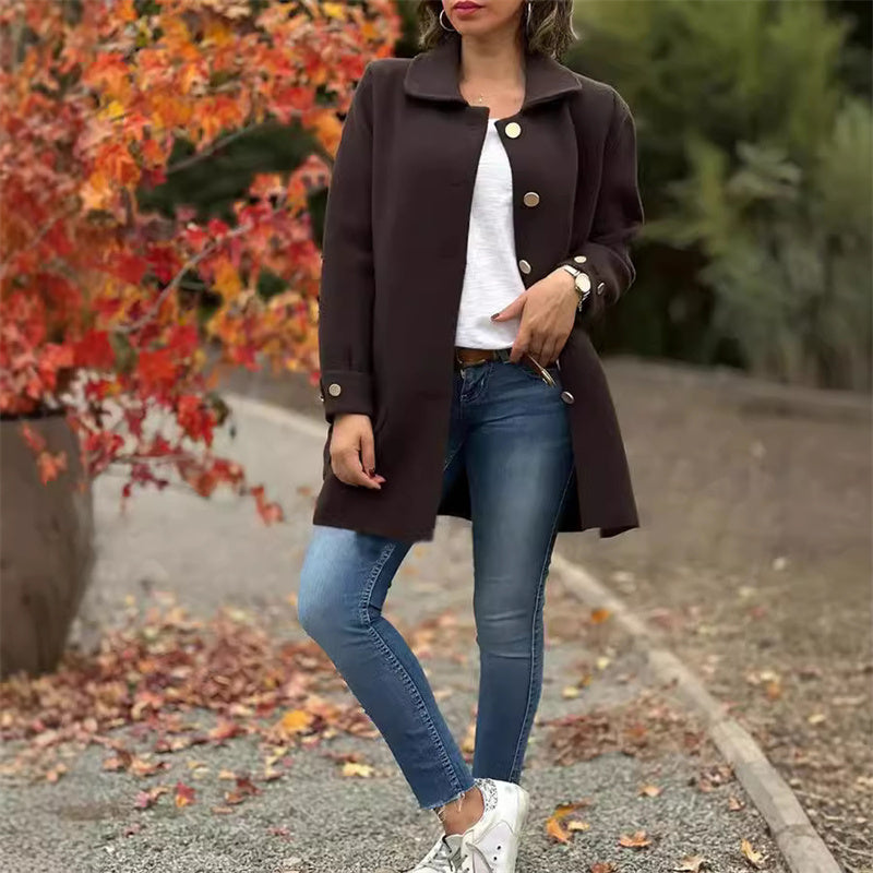 Naotstore - Women's Single-Breasted Coat with Peter Pan Collar