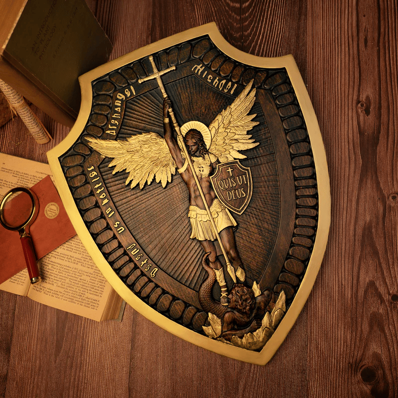 Naotstore - Shield Archangel Michael solid wood carving gift