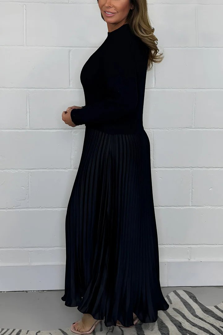 Naotstore - Women’s Stylish and Elegant Round-neck Pleated Dress