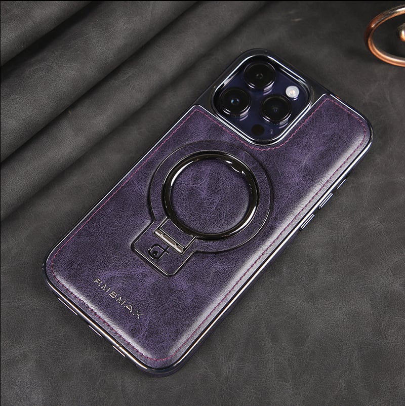 Naotstore - Luxury Leather Invisible Stand iPhone Case