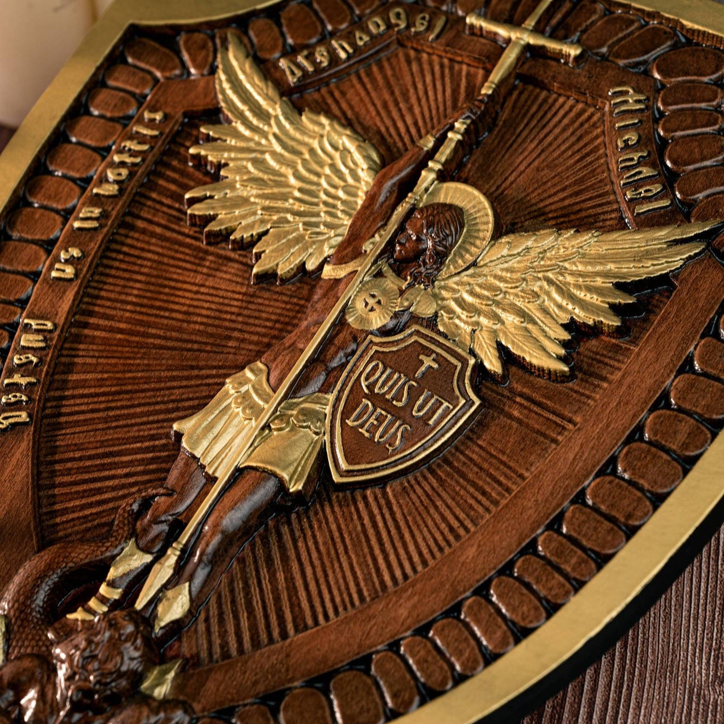 Naotstore - Shield Archangel Michael solid wood carving gift