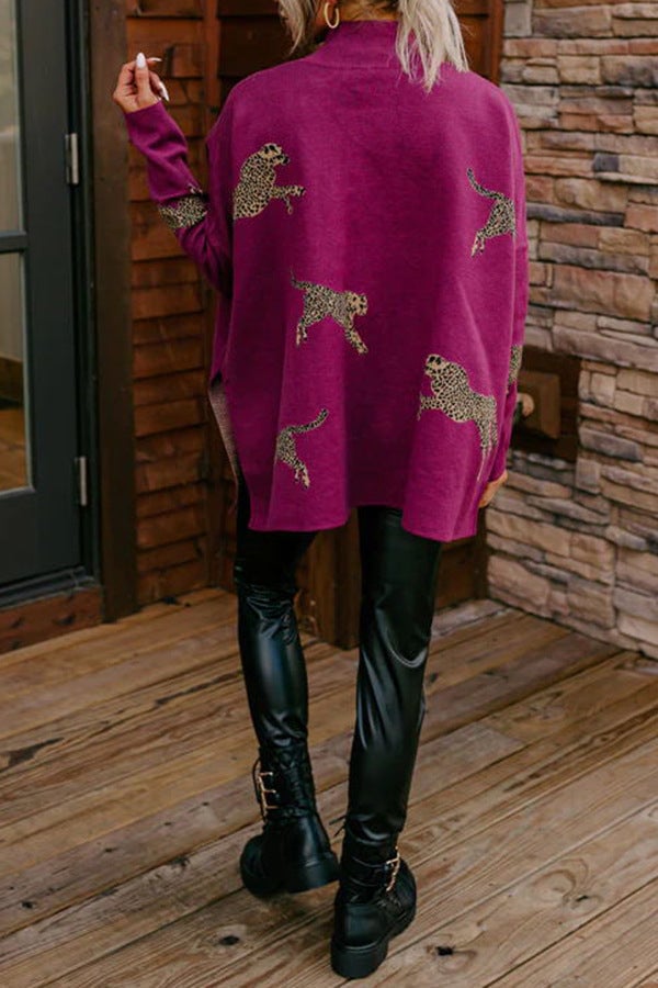 Naotstore - Casual retro tiger and leopard print long-sleeved top