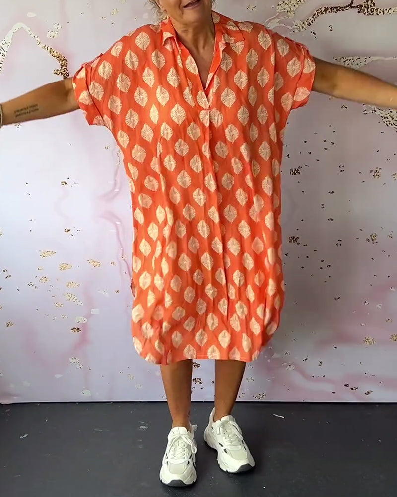 🎉🔥LAST DAY 51% OFF🔥Loose lapel printed shirt dress