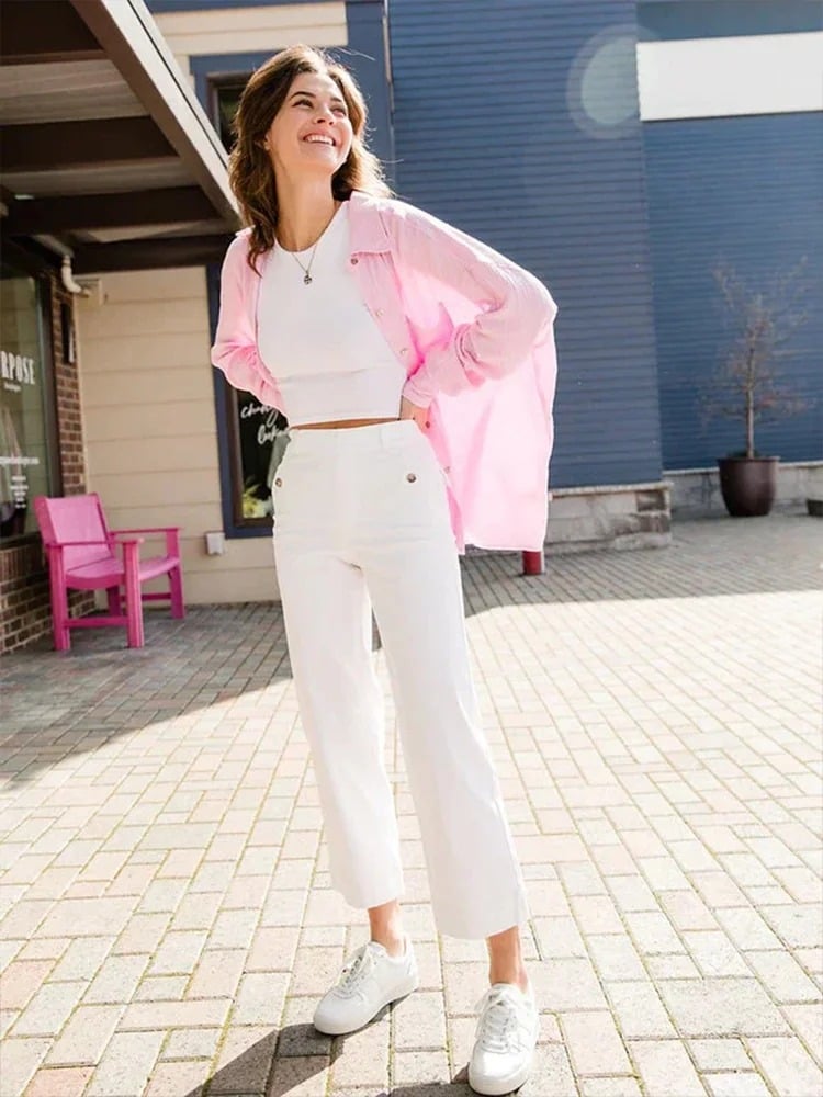 đLast day! đ„Special sale -Tummy Control Twill Cropped Wide Leg Pant - naotstore