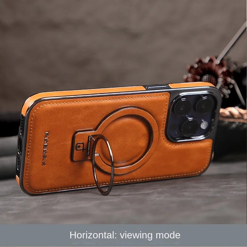Naotstore - Luxury Leather Invisible Stand iPhone Case