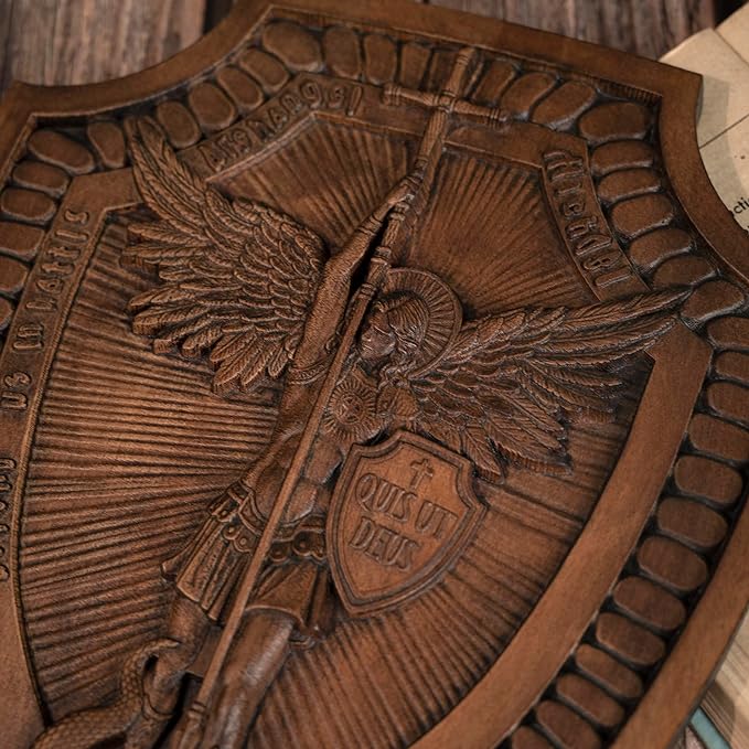 Naotstore - Shield Archangel Michael solid wood carving gift