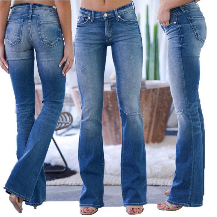 Naotstore - 70s Stretch Hip Hugger Street Style Bootcut Jeans