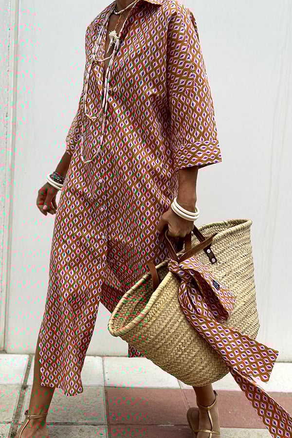 Naotstore - Classic Striped Lace-Up Shirt Dress
