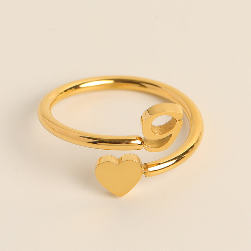 Dainty Initial Heart Ring - naotstore