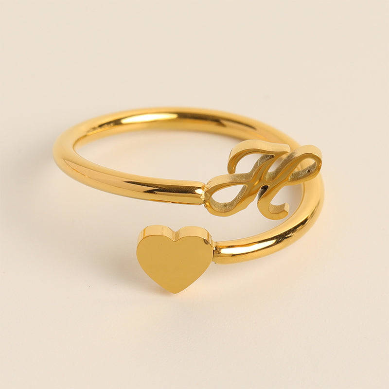 Dainty Initial Heart Ring - naotstore