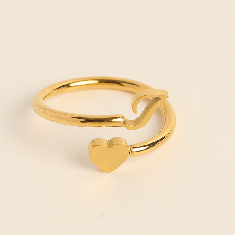 Dainty Initial Heart Ring - naotstore