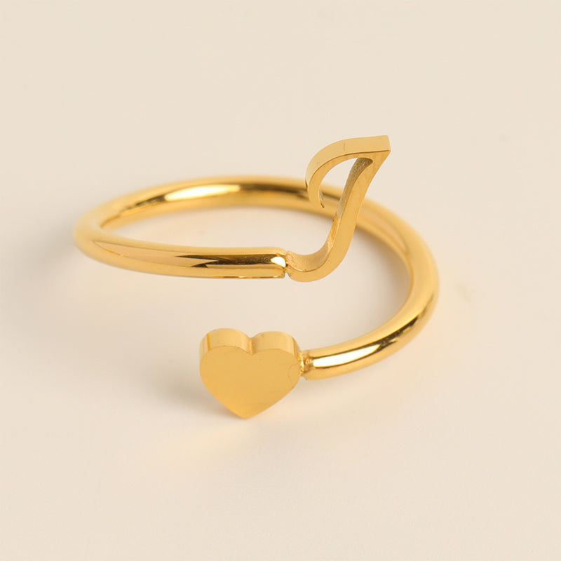 Dainty Initial Heart Ring - naotstore