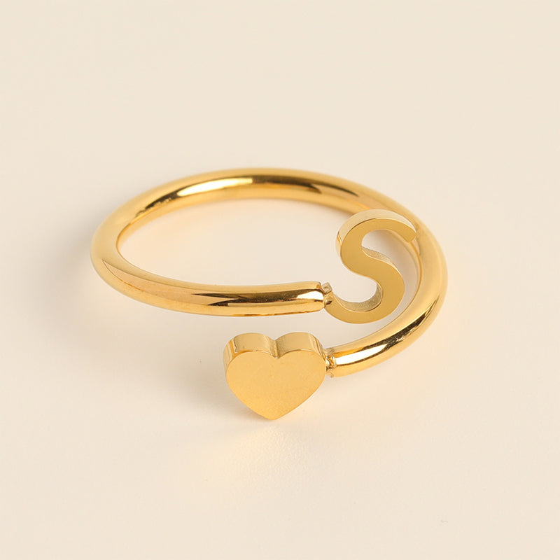 Dainty Initial Heart Ring - naotstore