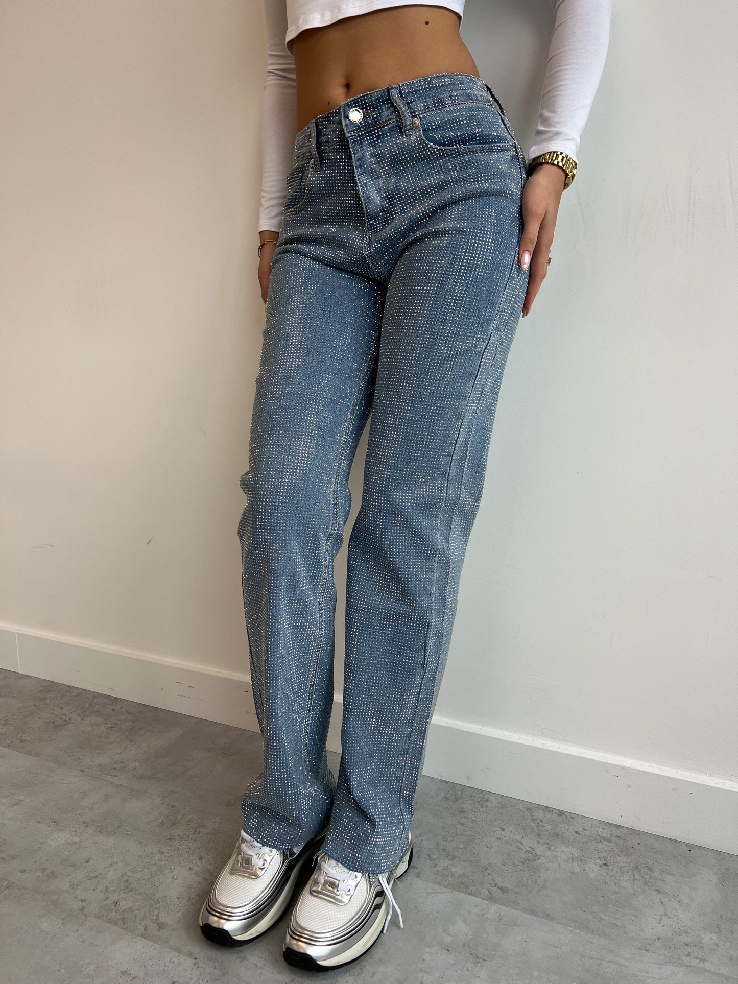 Naotstore - Crystal Straight Jeans - Sparkling Rhinestones