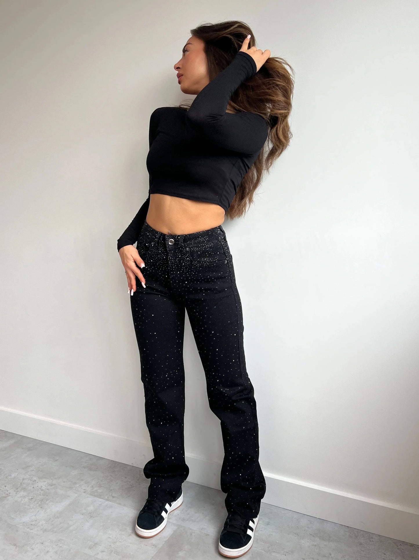 Naotstore - Crystal Straight Jeans - Sparkling Rhinestones