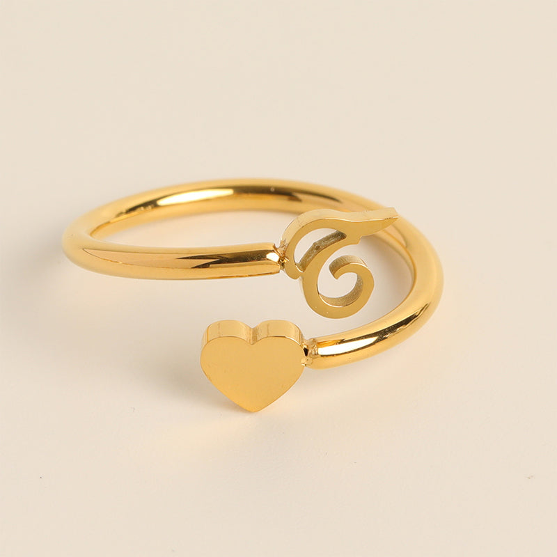 Dainty Initial Heart Ring - naotstore