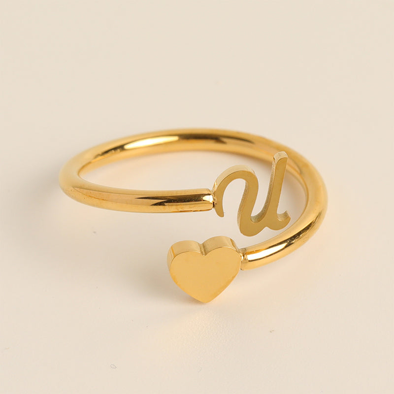 Dainty Initial Heart Ring - naotstore