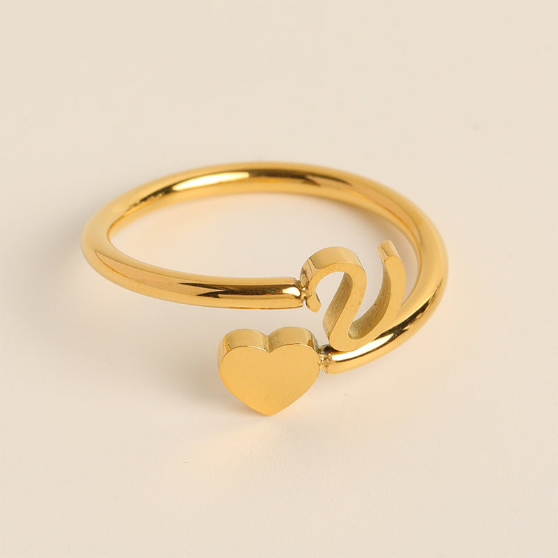 Dainty Initial Heart Ring - naotstore