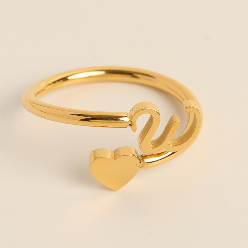 Dainty Initial Heart Ring - naotstore