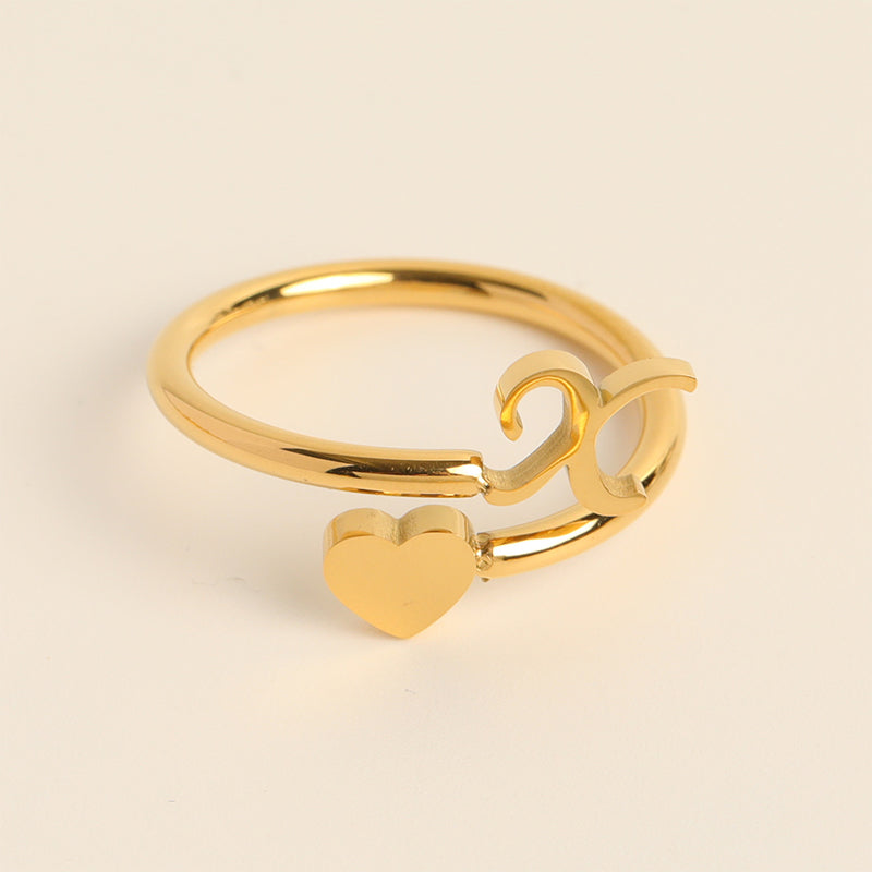Dainty Initial Heart Ring - naotstore