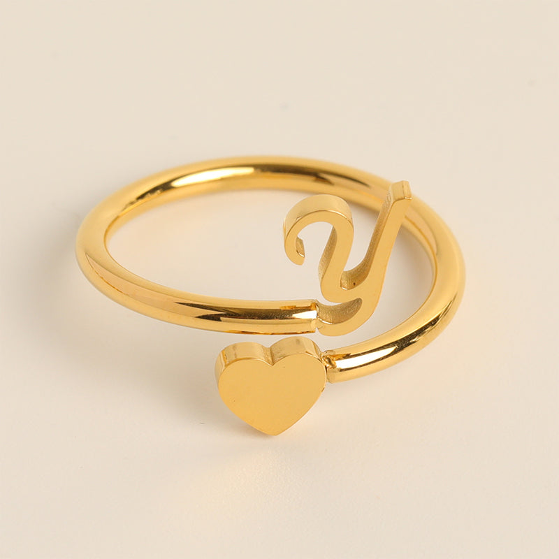 Dainty Initial Heart Ring - naotstore