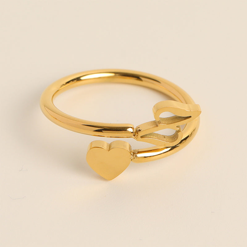 Dainty Initial Heart Ring - naotstore