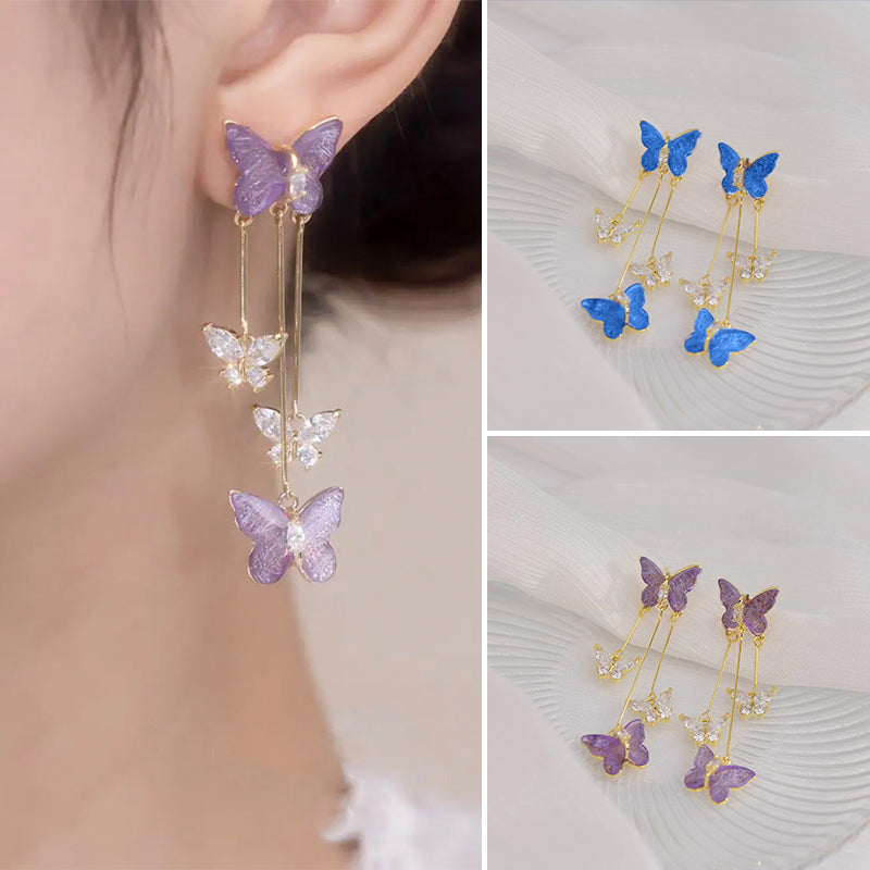 🔥Last day! 💥Special sale - Crystal Butterfly Tassel Earrings - naotstore