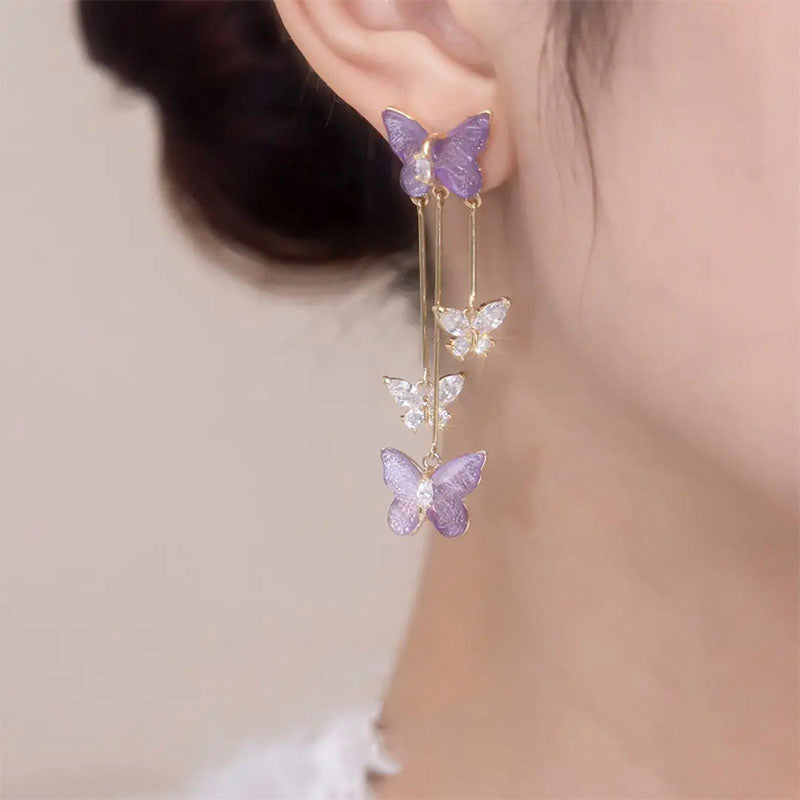 🔥Last day! 💥Special sale - Crystal Butterfly Tassel Earrings - naotstore