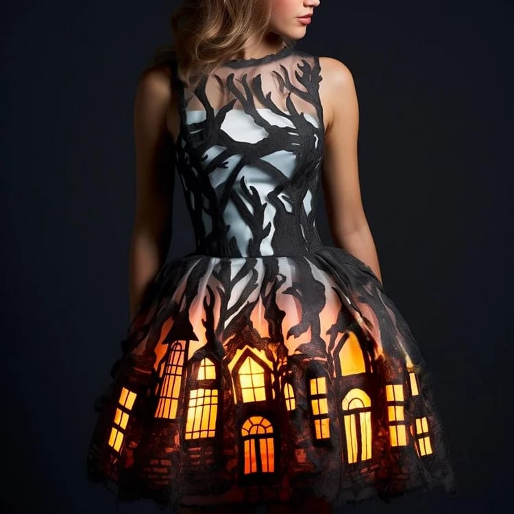 These stunning Halloween Silhouette Dresses Will Light Up Your Spooky Season!(Glow is a picture effect) - naotstore