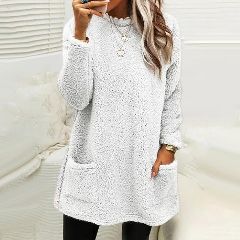 🔥Last day! 💥Special sale - Pocket Crew Neck Casual Warm Long Sleeve T-Shirt Dress - naotstore