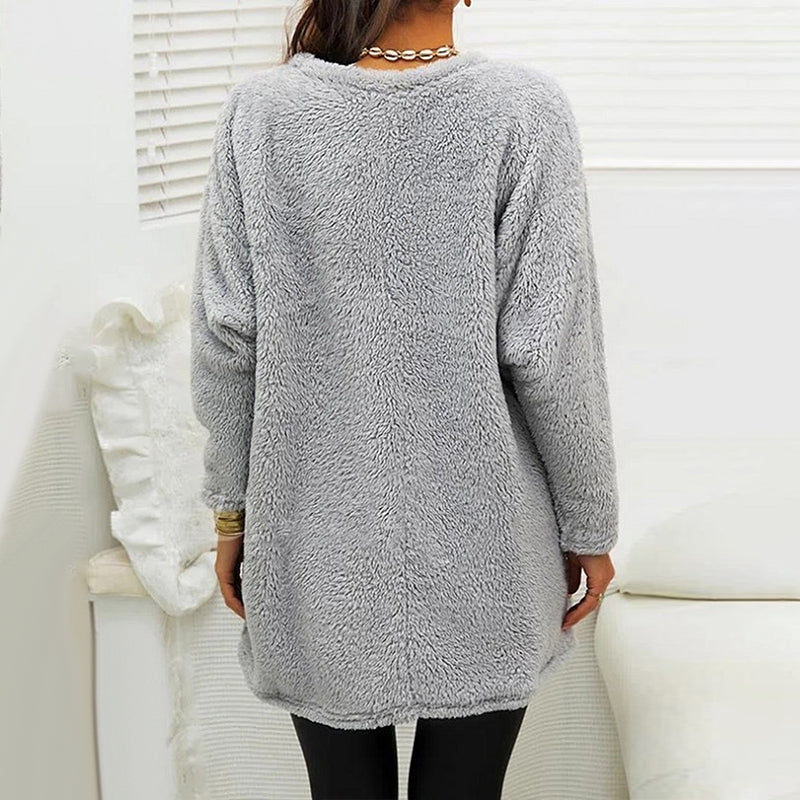 🔥Last day! 💥Special sale - Pocket Crew Neck Casual Warm Long Sleeve T-Shirt Dress - naotstore