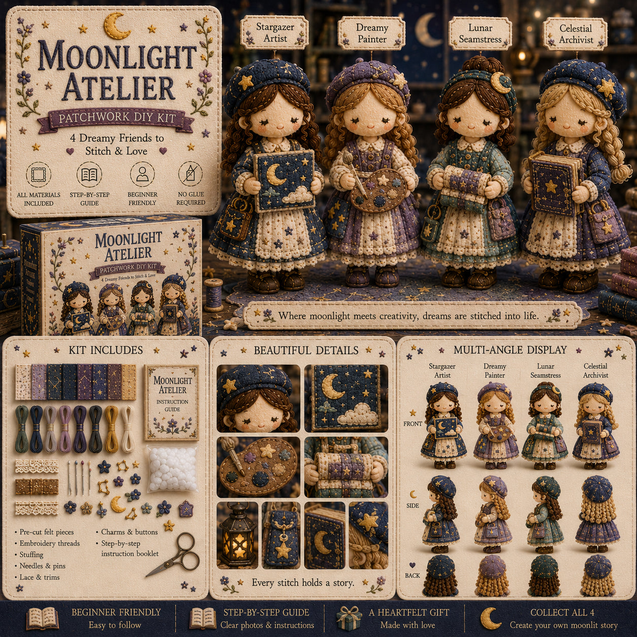 🧵👧Tiny Worlds Patchwork DIY Kit – Cute Mini Fabric Scene Craft Set