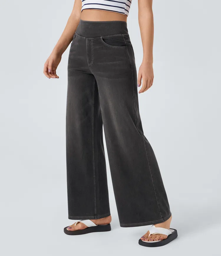 Naotstore - Super Stretch High-Waisted Wide Leg Jeans