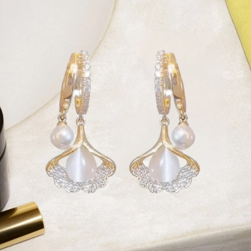 🔥Last day! 💥Special sale - Apricot Leaf Pearl Earrings - naotstore