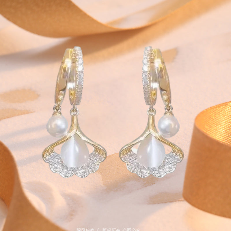 🔥Last day! 💥Special sale - Apricot Leaf Pearl Earrings - naotstore