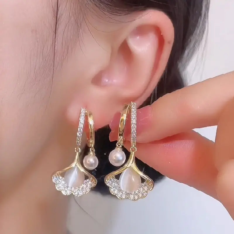 🔥Last day! 💥Special sale - Apricot Leaf Pearl Earrings - naotstore