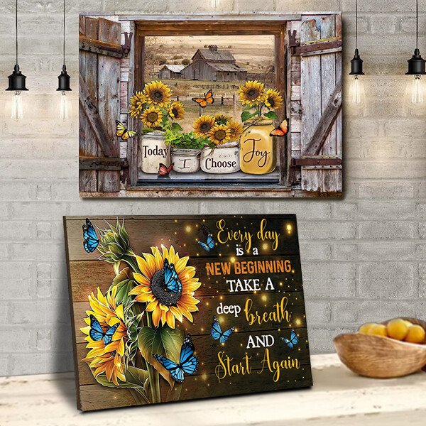 🌻Last day! 💥Special sale - Butterfly Sunflowers Wall Art - naotstore