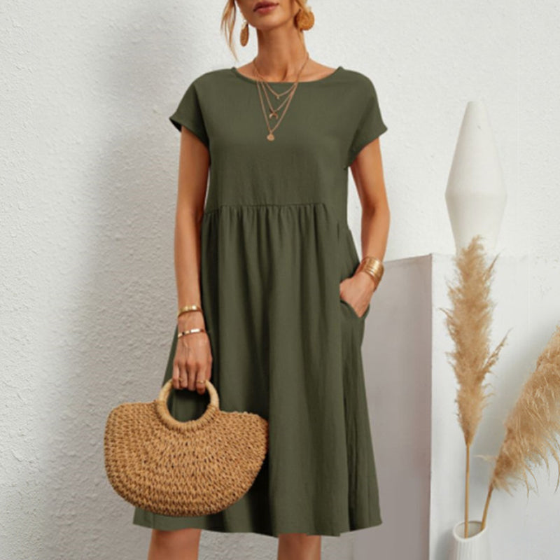 🔥Last day! 💥Special sale - Women's Cotton Round Neck Dress - naotstore